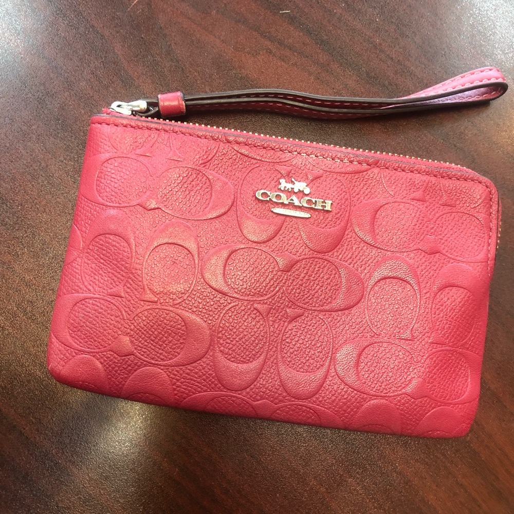 Coach red wristlet